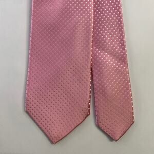 DOLCEPUNTA Pink White Polka Dot Silk Tie